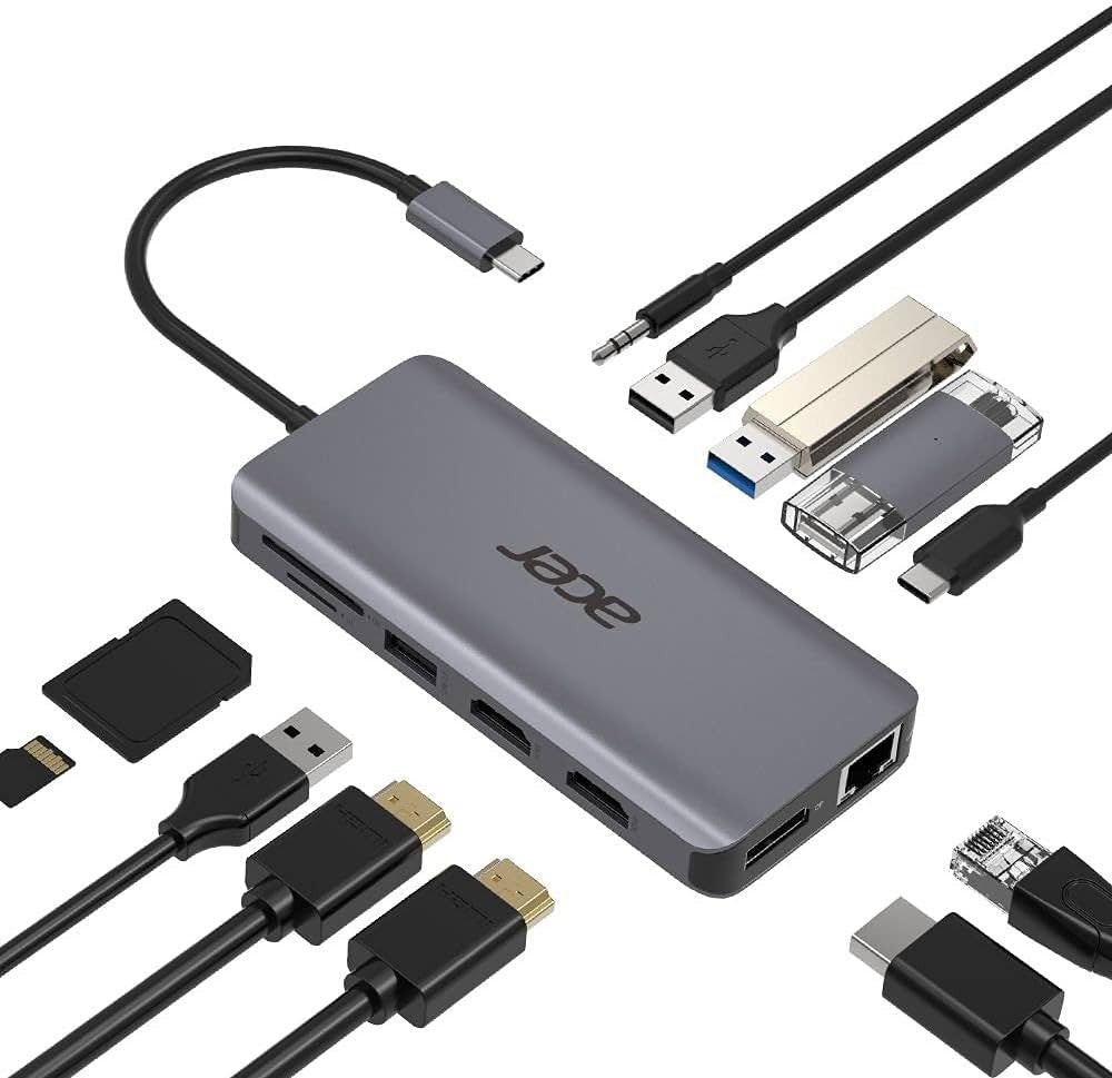 Acer 12-in-1 USB-C Docking Station, Dual HDMI, DisplayPort, Gigabit Ethernet, USB 3.2 Gen 1 — productfoto 10