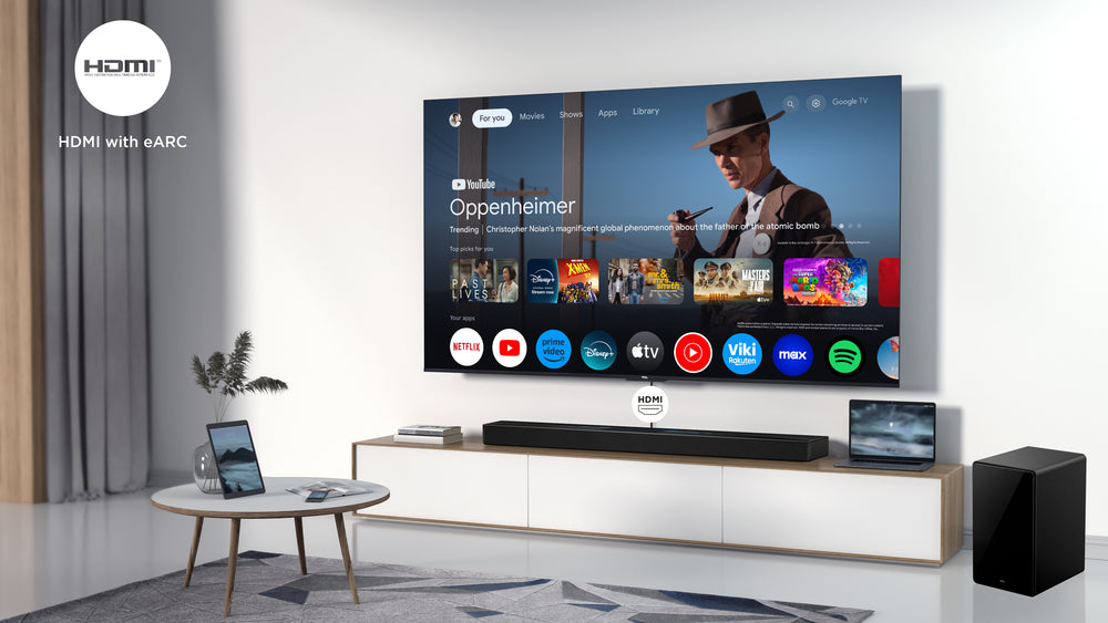 TCL Q75H | 5.1.2 Soundbar | Dolby Atmos & DTS:X | 620W | Draadloze Subwoofer | Titanium