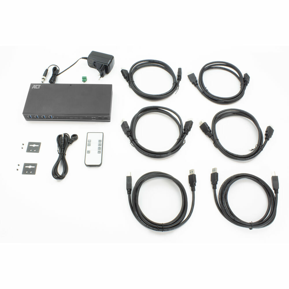 ACT AC7914 | KVM-Switch | 2-Poorts Dual HDMI | 4K@60Hz | USB 3.2 Gen1 | RS-232 | Zwart