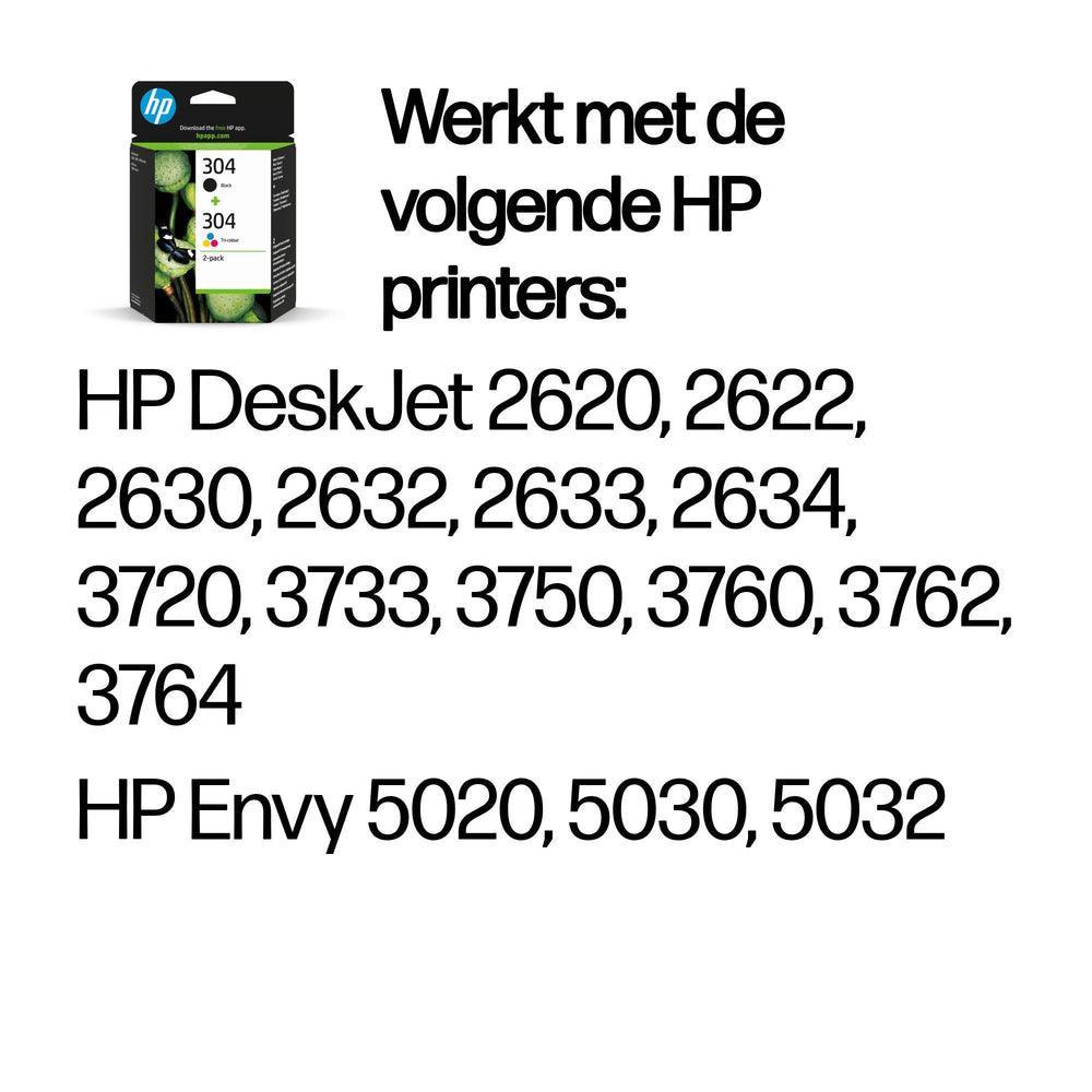 HP 304 | Originele Zwarte/Drie-Kleuren Inktcartridges | 2-Pack