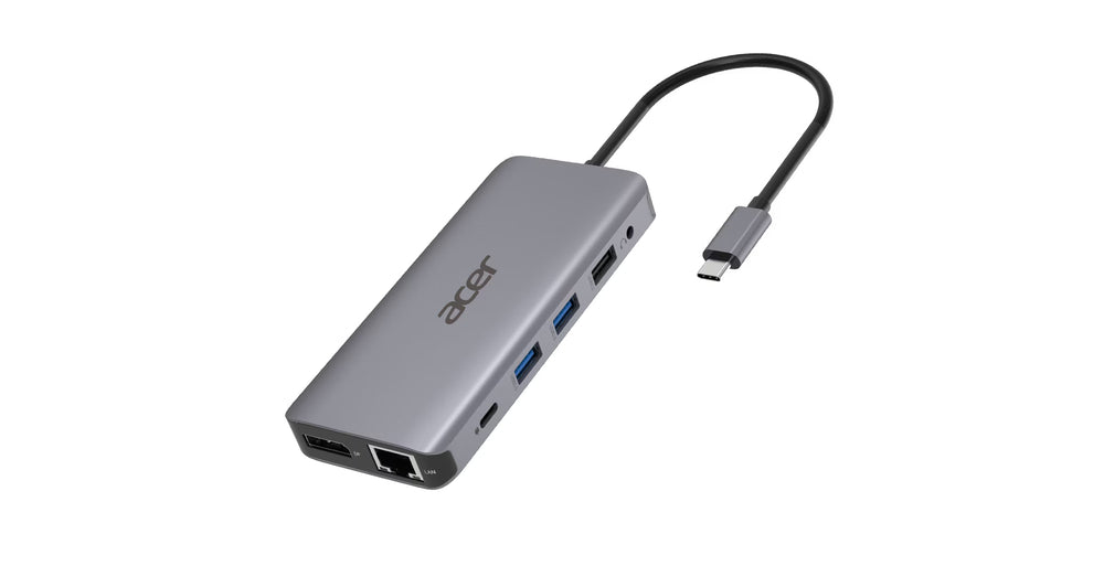 Acer 12-in-1 USB-C Docking Station, Dual HDMI, DisplayPort, Gigabit Ethernet, USB 3.2 Gen 1 — vooraanzicht