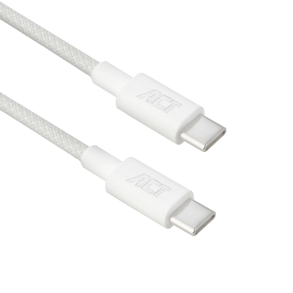 ACT AC3084 | USB 2.0 Kabel | USB-C naar USB-C | 240W | 480Mbps | Wit | 1 Meter