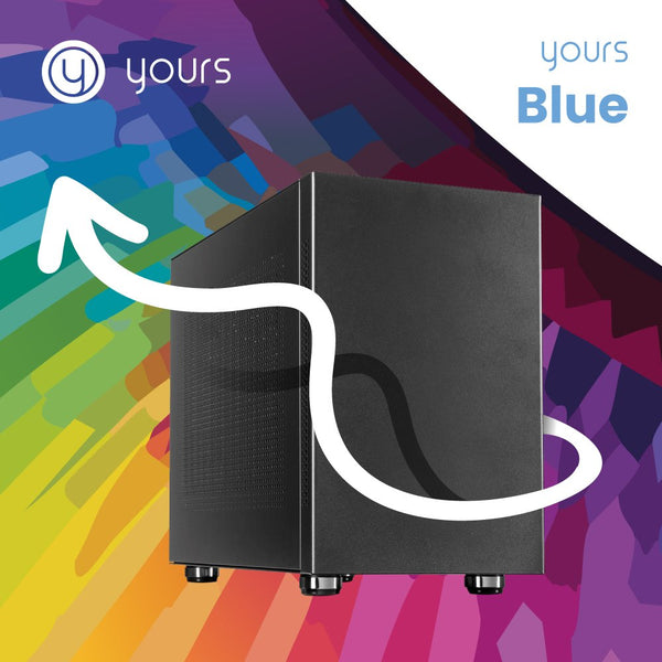 YOURS BLUE, Intel Core i3-14100, 16GB RAM, 1TB SSD, HDMI, Windows 11 Professional, Small Form Factor Behuizing — vooraanzicht