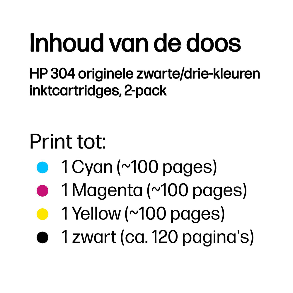 HP 304 | Originele Zwarte/Drie-Kleuren Inktcartridges | 2-Pack