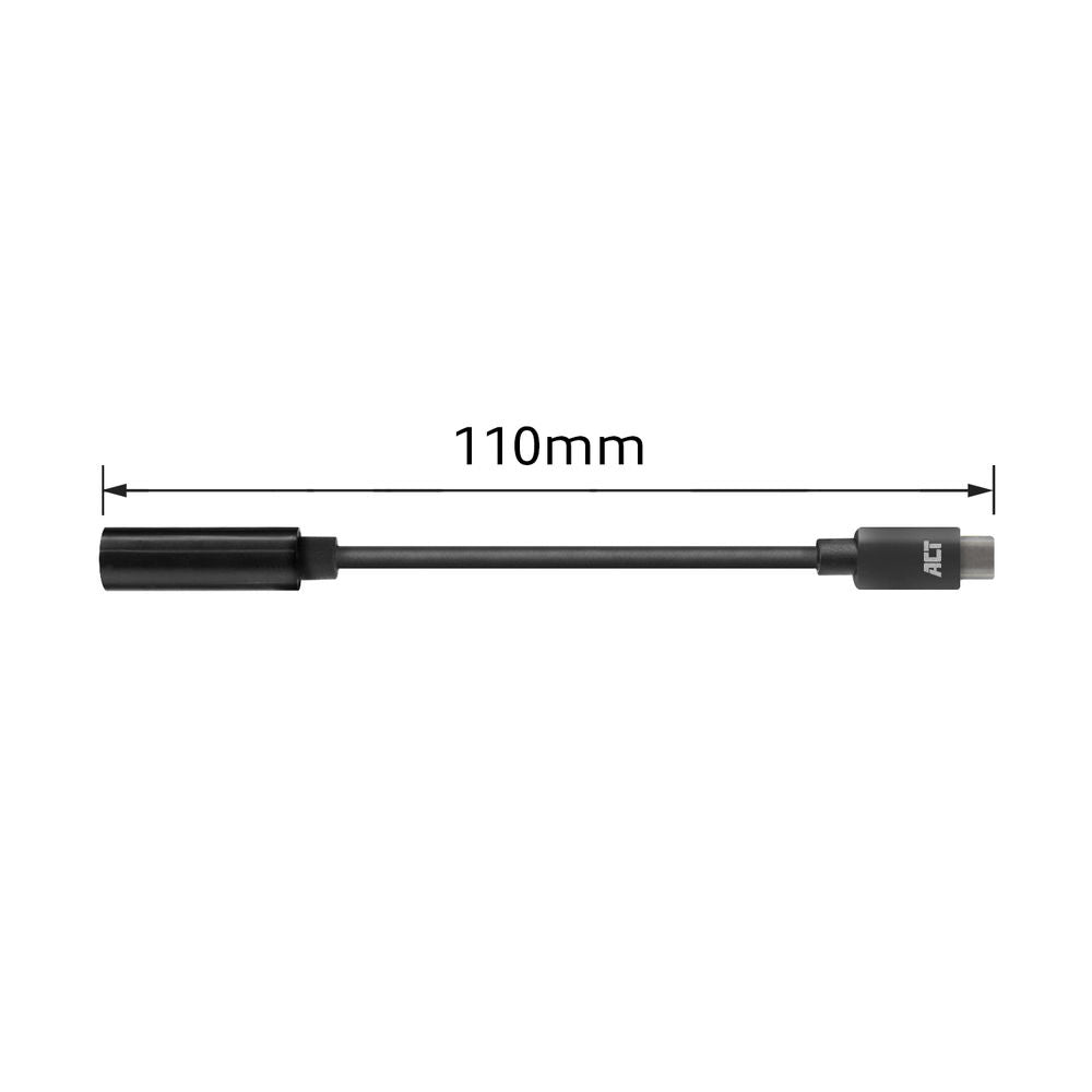 ACT AC7380 | 3.5mm naar USB Type-C | 0,11 Meter | Audiokabel Tussenstuk | Zwart