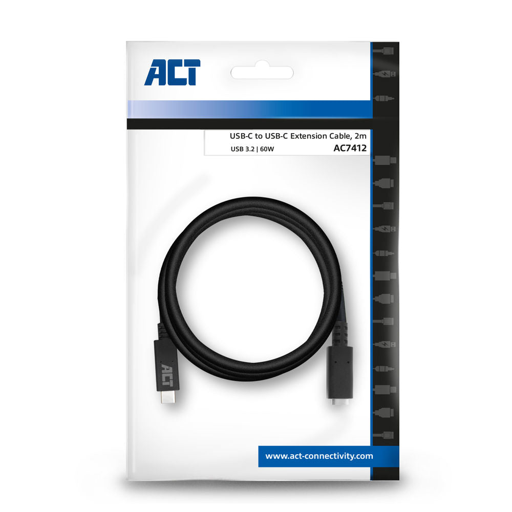 ACT AC7412 | USB 3.2 Gen 1 Kabel | USB-C naar USB-C | 2m | Zwart