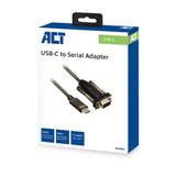 ACT AC6002 | Seriële Kabel | USB-C naar DB-9 | 1,5 m | Zwart