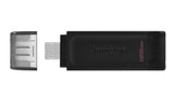 Kingston DataTraveler 70 | 128GB USB-C 3.2 Flash Drive | Zwart