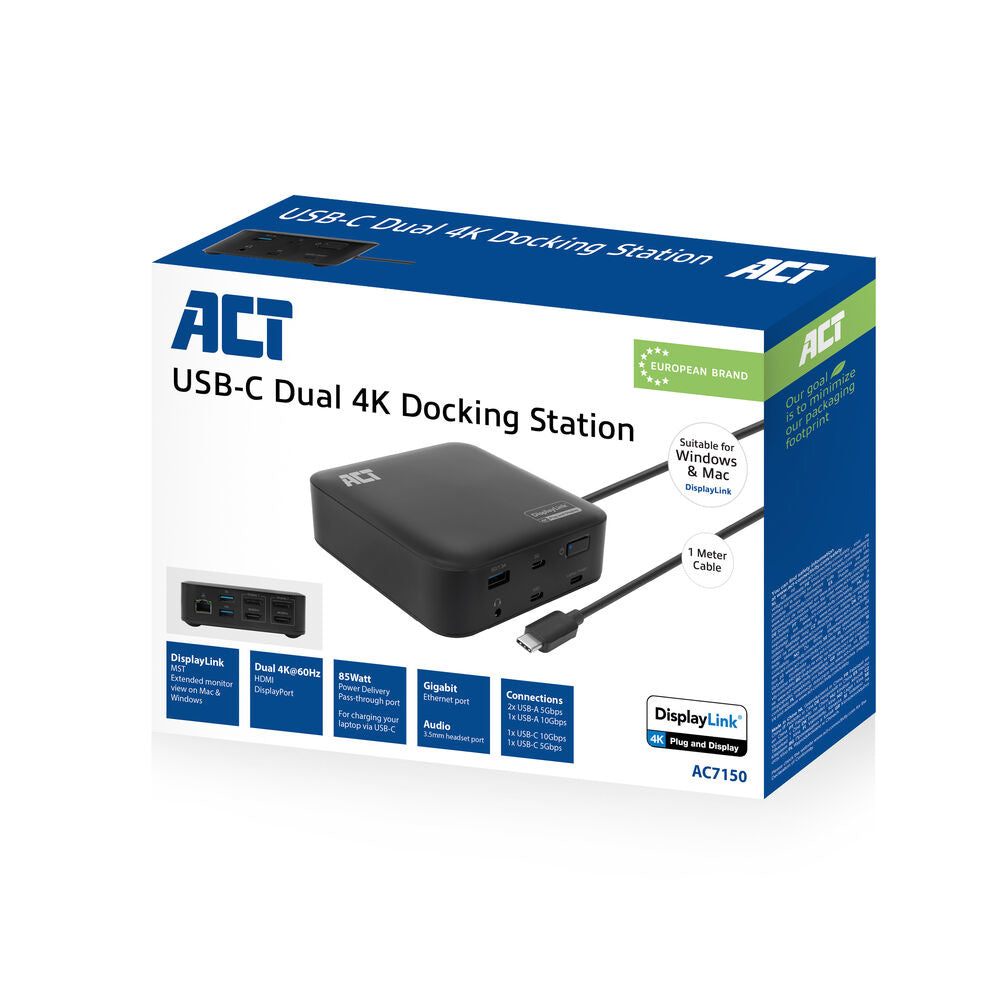 ACT AC7150 | Docking Station | USB-C | Zwart