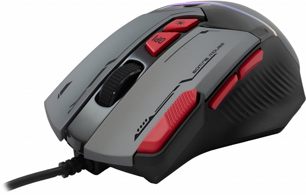 Baracuda MANTA RGB | Bekabelde Gaming Muis | Rechtshandig | USB-A | 12800 DPI | Grijs