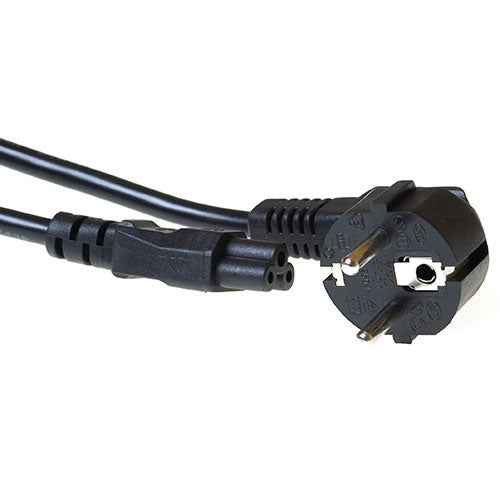 ACT Stroomkabel | Randaarde Stekker CEE7/7 (Haaks) naar C5 | 1,0 m | Zwart | Voor Laptopadapters & Elektronica