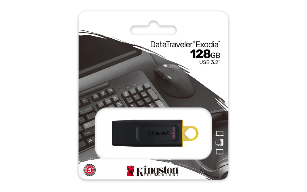 Kingston DataTraveler Exodia | 128GB USB-A 3.2 Flash Drive | Zwart