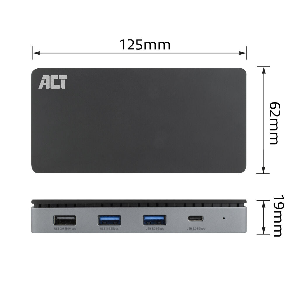 ACT AC7093 | USB-C 4K Docking Station | 2x HDMI + Ethernet + USB-C/USB-A + PD | 1m Kabel