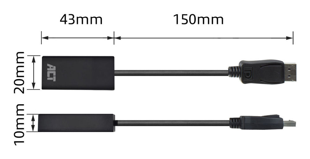 ACT AC7555 DisplayPort naar HDMI Adapter | Female | 4K | Zip Bag