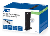 ACT AC7049 | USB-C/A Multiport Docking Station | 2x HDMI (2048x1152) + Ethernet + 6x USB + Audio | Zwart