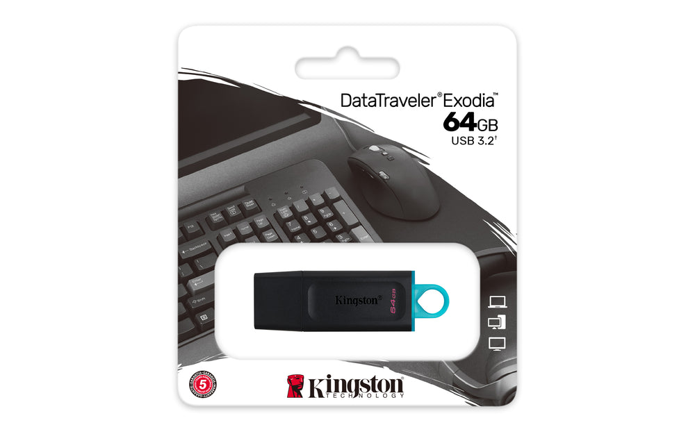 Kingston DataTraveler Exodia | 64GB USB-A 3.2 Flash Drive | Zwart