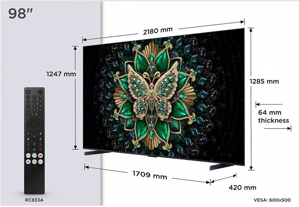 TCL 98C61K | 98" 4K QD-Mini LED Smart TV | Google TV | 120Hz | Dolby Vision IQ