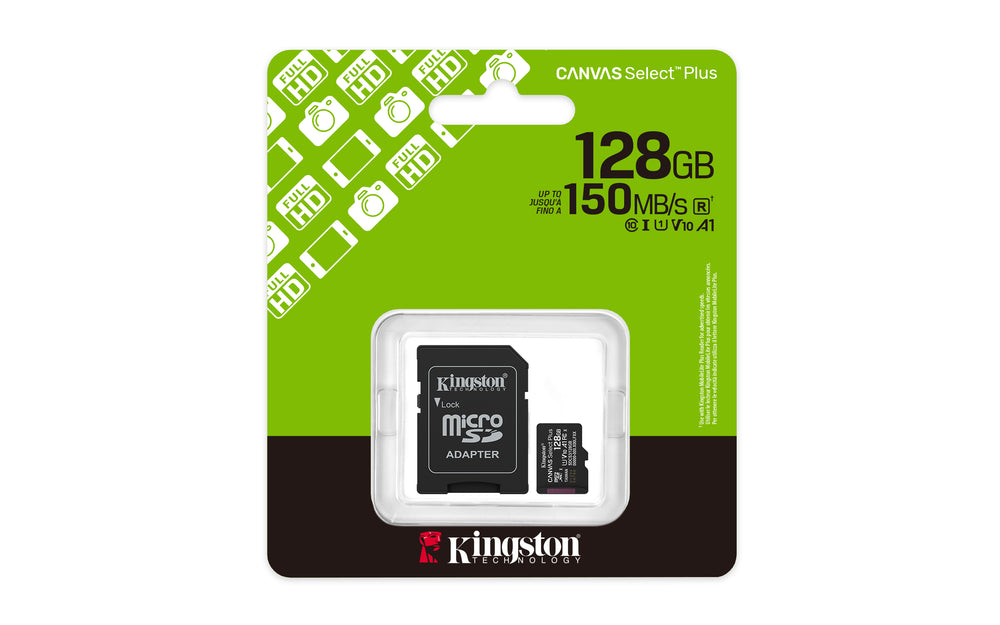 Kingston Technology microSDXC 128GB | Canvas Select Plus Gen3 | 150MB/s | A1 | + Adapter