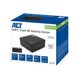 ACT Universeel USB-C Dockingstation | 4K | 3 Monitoren via HDMI en DisplayPort | DisplayLink