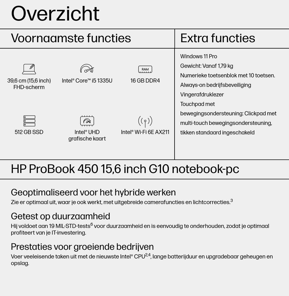 HP ProBook 450 G10 refurbished laptop, 15,6" Full HD — aanzicht 4