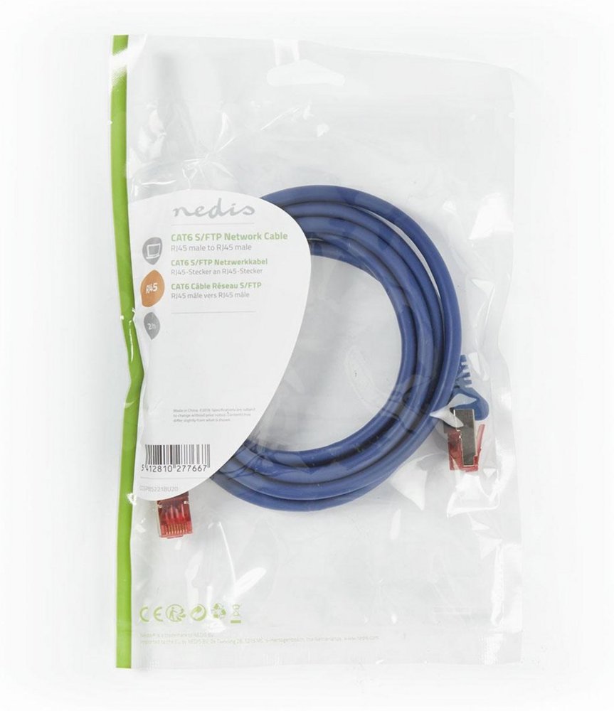 Nedis netwerkkabel | Cat6 | S/FTP (S-STP) | 2 m | Blauw | CCGP85221BU20
