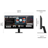 LG 29U511A-B | 29" Ultrawide 2560x1080 IPS | 100Hz | DisplayPort | HDMI | Monitor | Zwart