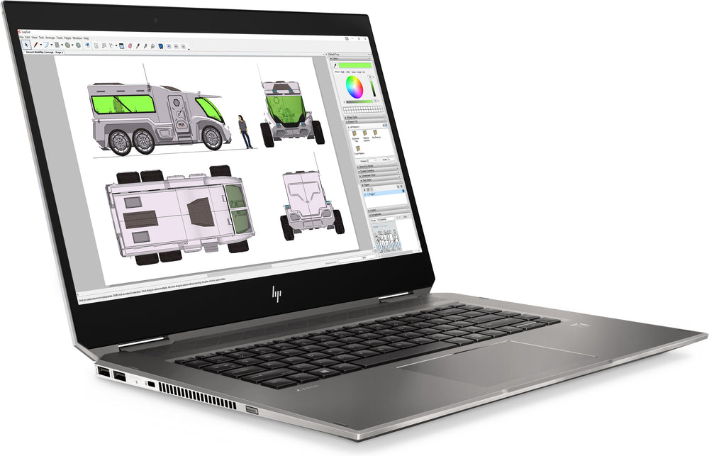 HP ZBook Studio x360 G5 refurbished laptop, 15,6" 4K touch — aanzicht 3