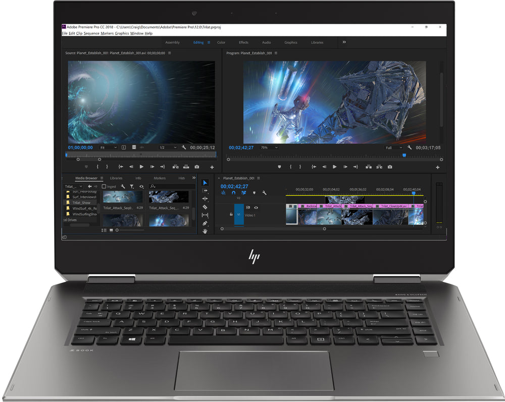 HP ZBook Studio x360 G5 refurbished laptop, 15,6" 4K touch — aanzicht 2