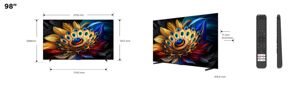 TCL 98C655 98" | Ultra HD 4K QLED Smart TV | Google TV | Dolby Vision & HDR10+ | 60Hz | AI Picture & Sound | Wifi & Bluetooth