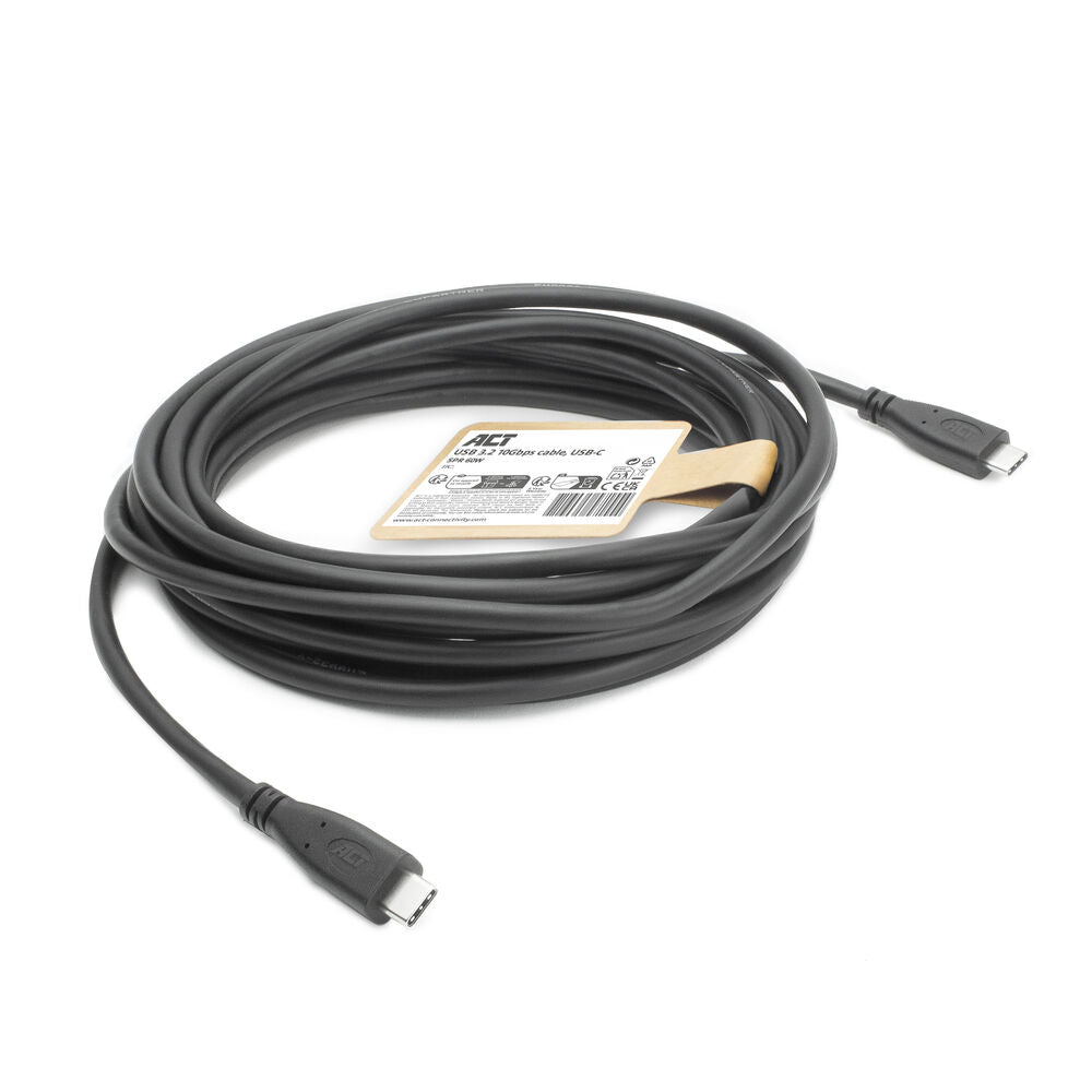 ACT AC7445 | USB-C Kabel | USB 3.2 Gen 2 | 5 meter | Zwart