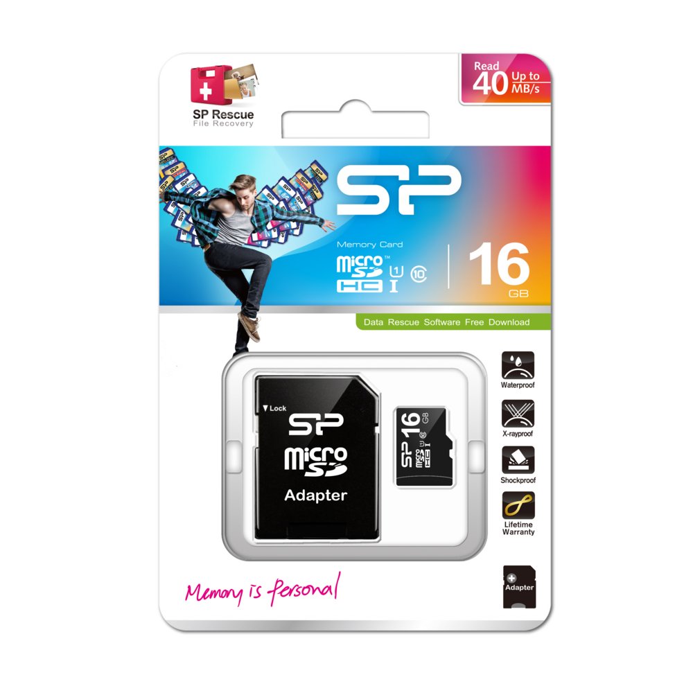 Silicon Power Elite | MicroSDHC | 16GB | Class 10 | UHS-I U1 | Inclusief SD-adapter | Zwart