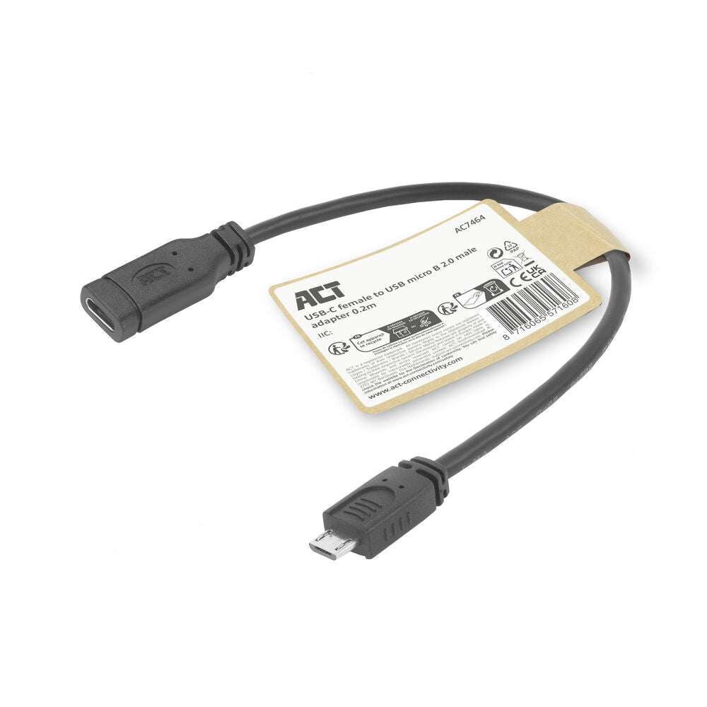 ACT Adapterkabel | USB Type-C (Female) naar USB Micro-B 2.0 (Male)