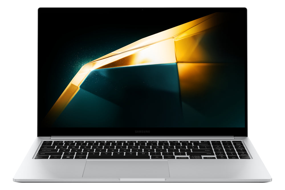 Samsung Book 4 laptop, 15,6 inch, Intel Core 5, 16GB RAM, 512GB SSD — vooraanzicht opengeklapt