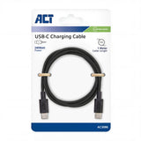 ACT AC3086 | USB 2.0 Kabel | USB-C naar USB-C | 240W | 480Mbps | Zwart | 1 Meter