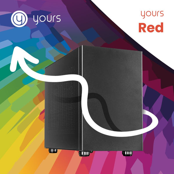 YOURS RED, Intel Core i5-14400, 16GB, 1TB, HDMI, W11 Professional, Small Form Factor Behuzing — vooraanzicht