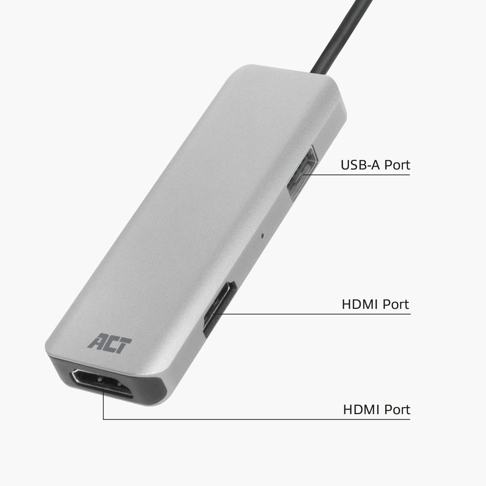 ACT AC7013 | Docking Station & Poortreplicator | USB-C 3.2 Gen 1 | Zwart/Grijs