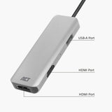 ACT AC7013 | Docking Station & Poortreplicator | USB-C 3.2 Gen 1 | Zwart/Grijs