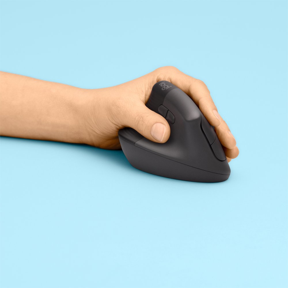 Logitech Lift | Ergonomische Draadloze Muis | Linkshandig | RF + Bluetooth | 4000 DPI | Grafiet