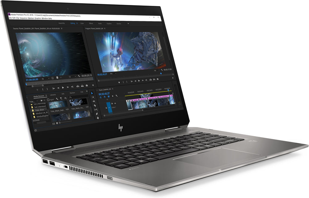 HP ZBook Studio x360 G5 refurbished laptop, 15,6" 4K touch — aanzicht 4
