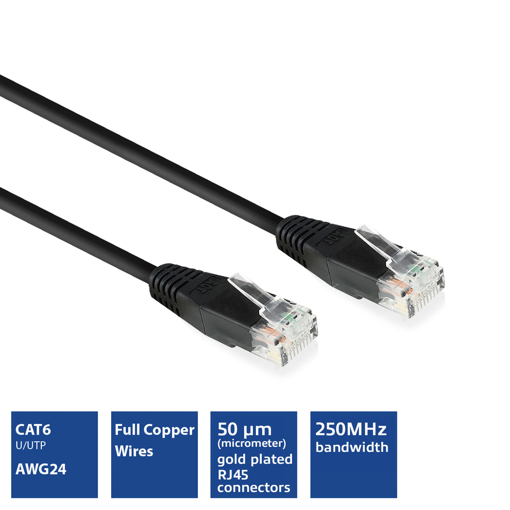 ACT netwerkkabel | Cat6 | U/UTP (UTP) | 0,5 m | Zwart