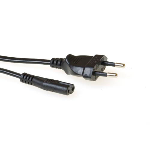 ACT AK5020 | 1,5 m Stroomkabel (2-pin) | Euro Male (CEE 7/16) naar C7 Female | Zwart