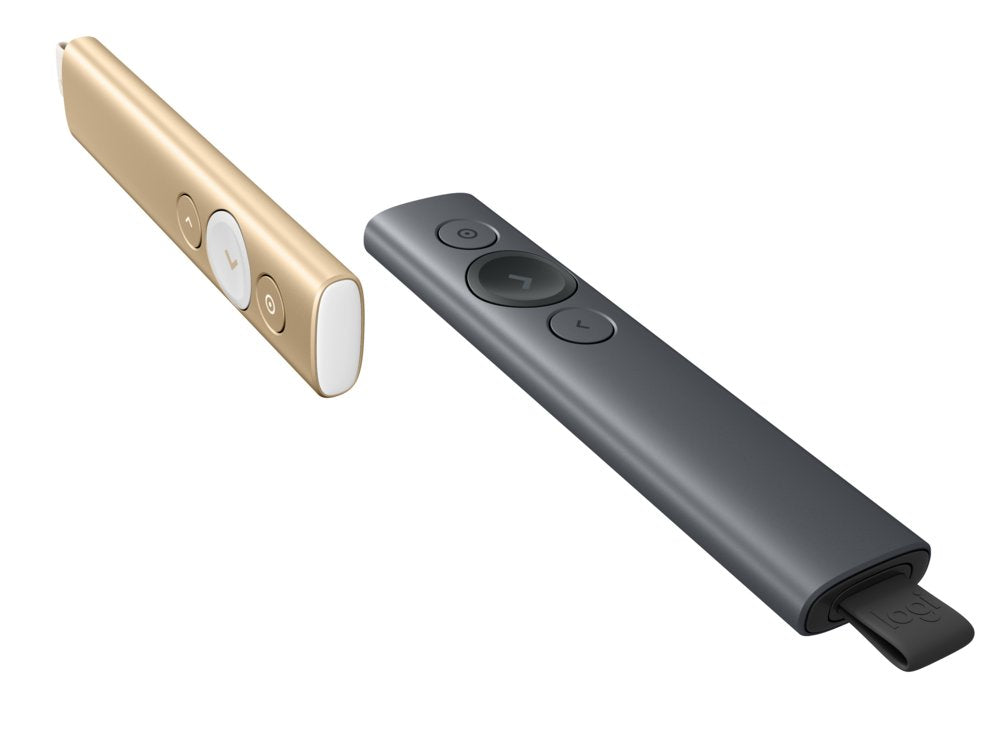 Logitech Spotlight Presenter | Draadloos | Bluetooth & USB 2.4 GHz | Bereik tot 30 meter | Grijs