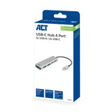 ACT AC7072 USB-C Hub 3.0 | 2x USB-A & 2x USB-C Poorten | 5 Gbps | Aluminium Behuizing | 12 cm Kabel