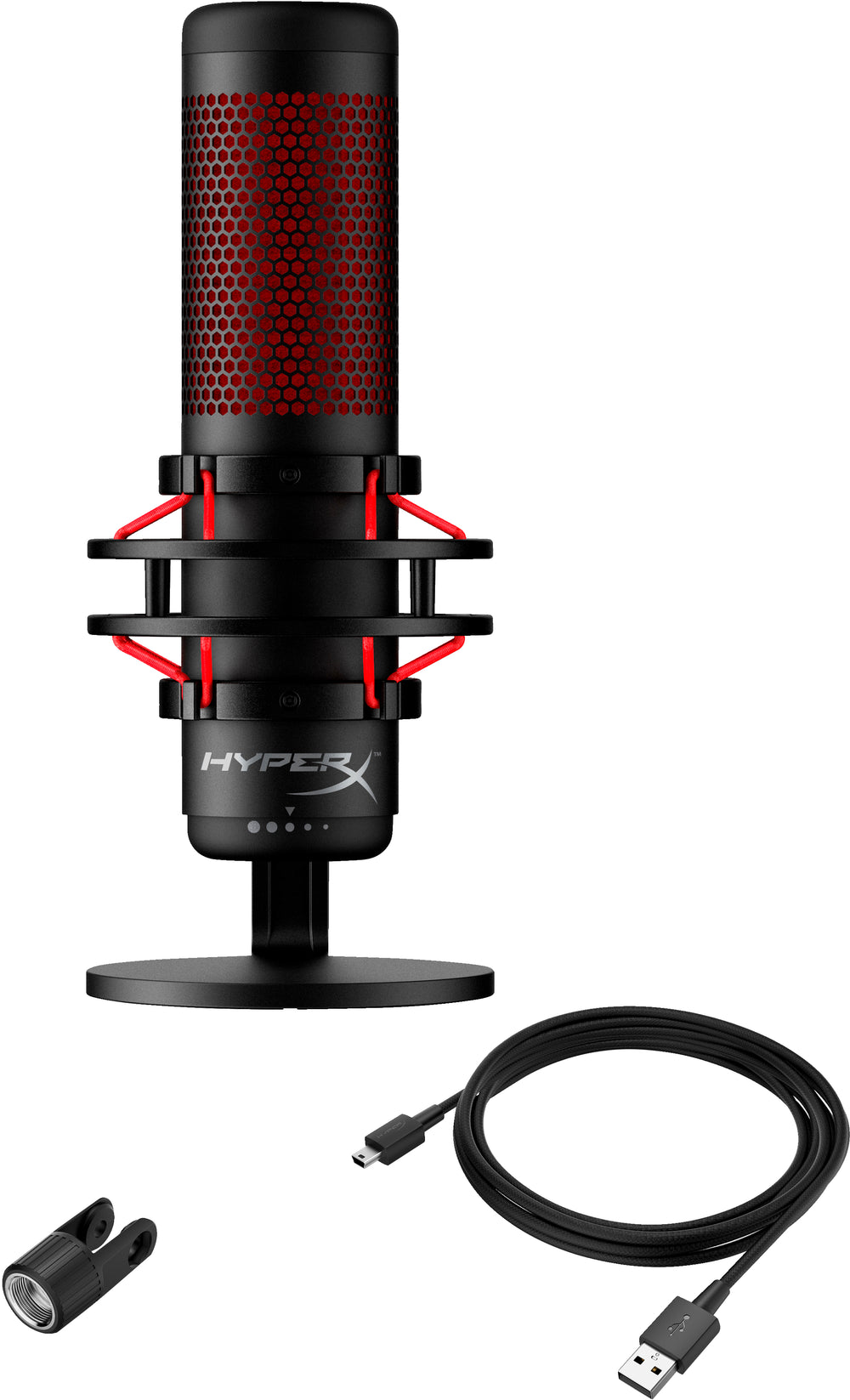 HyperX QuadCast | USB-microfoon | Rode verlichting | Voor pc en console | Zwart/Rood | Open Box