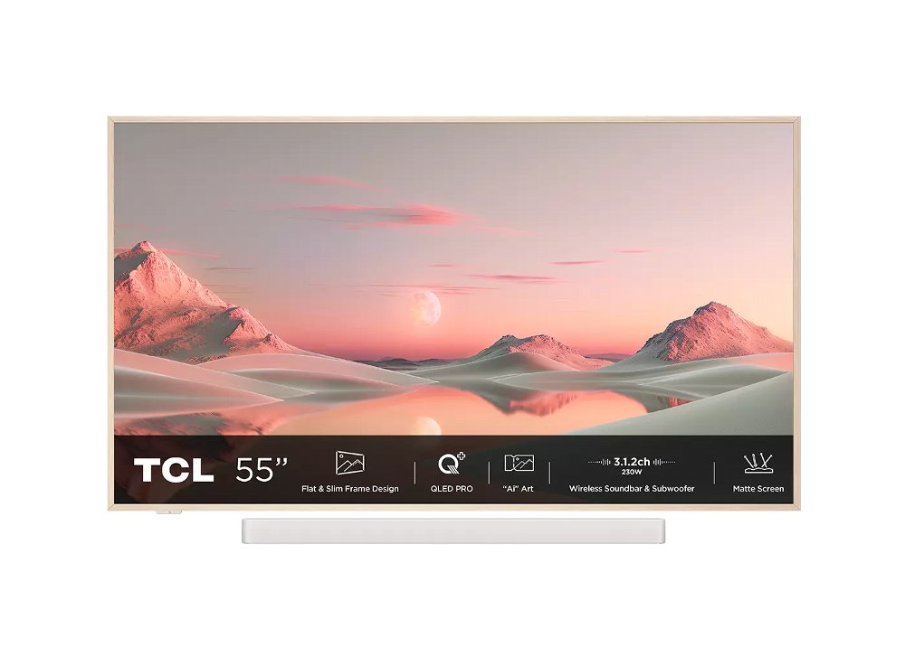 TCL NXTFRAME 55A300PRO | 55" 4K Ultra HD QLED Smart TV | Google TV | Wifi Soundbar & Subwoofer | Dolby Vision IQ | 120Hz Refurbished