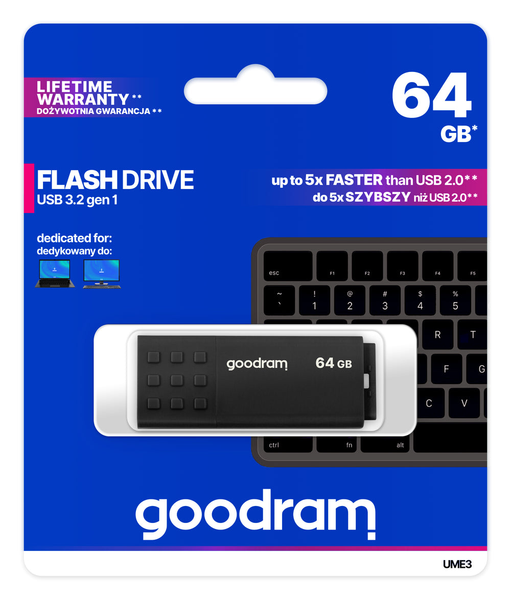Goodram UME3 | 64GB USB-A 3.2 Flash Drive | Zwart
