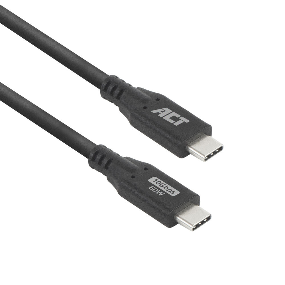 ACT | USB 3.0 Kabel | 10Gbps | 60W | USB-C naar USB-C | 1m | Zwart