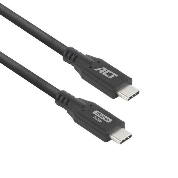 ACT | USB 3.0 Kabel | 10Gbps | 60W | USB-C naar USB-C | 1m | Zwart