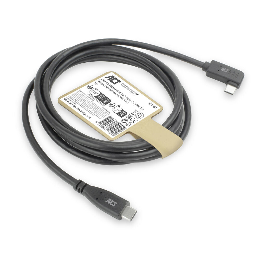 ACT AC7407 | USB 3.2 Gen 1 Kabel | USB-C naar USB-C | 2m | Zwart