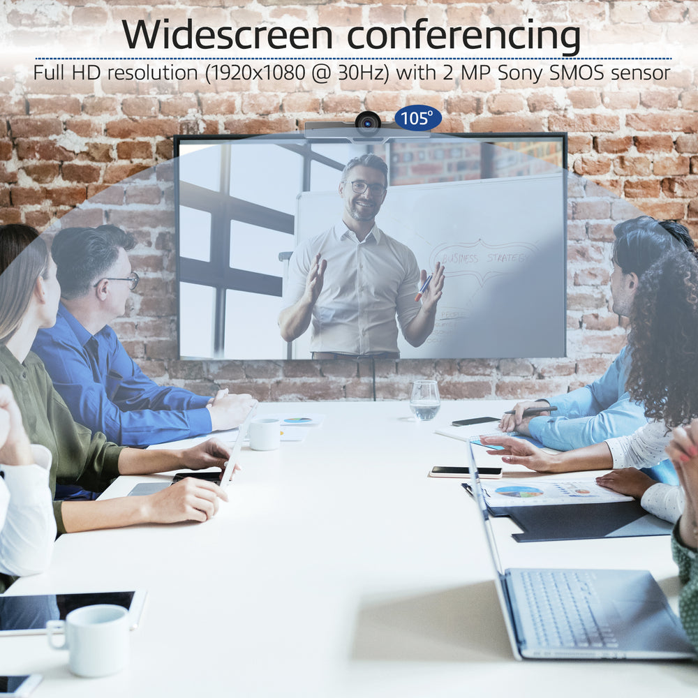 ACT AC7990 Full HD Conferentiecamera | 105° Kijkhoek | 2 Microfoons | USB | EPTZ